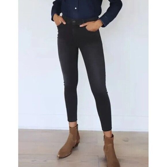 Denim Forum Size 24 Aritzia black jeans Nico Mid-Rise Skinny Crop Classic Boho - Picture 1 of 7